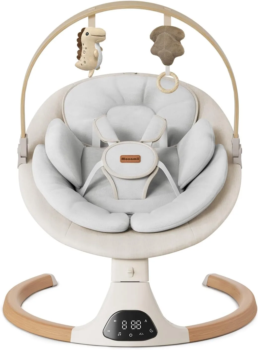 Monamii Baby Swing for Infants, Bluetooth Music Speaker, 5 Point Harness Belt