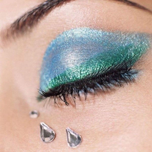 ⁦halamodo Face Tattoo Gems,Women Mermaid Rave Festival Glitter, Rhinestone Temporary Tattoo Face Jewels Crystals Face Stickers eyebrow Face Body Jewelry⁩ - الصورة ⁦3⁩