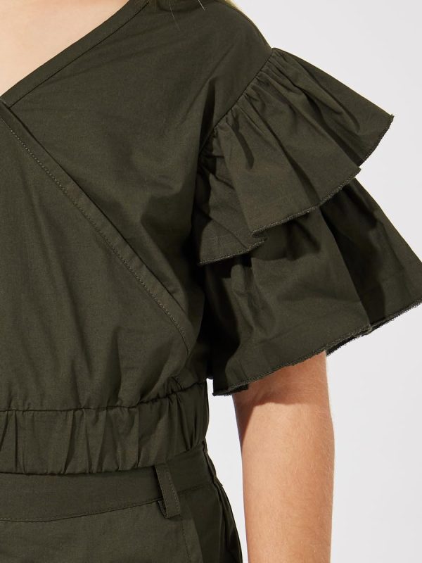 ⁦STYLI Girls Layered Sleeve Crop Top & Wide Leg Pants Set⁩ - الصورة ⁦4⁩
