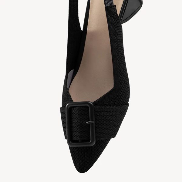 ⁦NEWBELLA Women's Pointed Toe Heeled Mules - Minimalist Backstrap Pumps for Work, Office & Dressy Occasions⁩ - الصورة ⁦3⁩