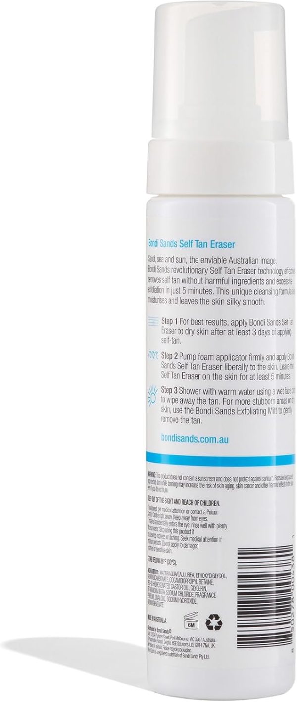 ⁦Bondi Sands Self Tan Eraser | Lightweight, Gentle Cleansing Foam Moisturises Skin and Quickly Removes Self Tan without Harmful Ingredients or Exfoliation, Vegan + Cruelty | 200 mL/7.04 Oz⁩ - الصورة ⁦8⁩
