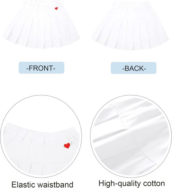 ⁦SEAUR Girls 2 Packs Sport Skirt Elastic Waist Tennis Skort Kids Pleated Skater Short Skirt School Uniform Cotton Skirt with Built-in Shorts for 3-11 Years⁩ - الصورة ⁦5⁩