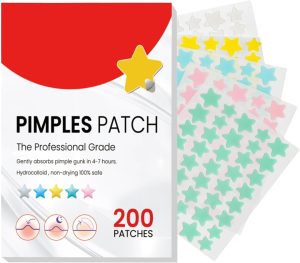 200Pcs Acne Pimple Patches, Hydrocolloid Acne Patch,Pimple Patches for Face, Colorful Star Pimple Spot Sticker with Hyaluronic Acid, for Covering Zits and Blemishes