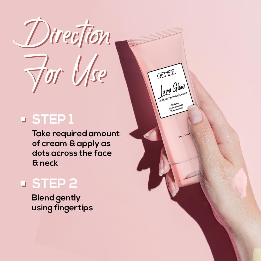 RENEE Lumi Glow Highlighting Moisturizer | Enriched with 3% Niacinamide & 1% Hyaluronic Acid | Prevents Photoaging & UV Damage | Reduces Pigmentation, Fine Lines & Wrinkles | Non-Sticky | Glowing Skin 3 RENEE Lumi Glow Highlighting Moisturizer | Enriched with 3% Niacinamide & 1% Hyaluronic Acid | Prevents Photoaging & UV Damage | Reduces Pigmentation, Fine Lines & Wrinkles | Non-Sticky | Glowing Skin - الصورة 3