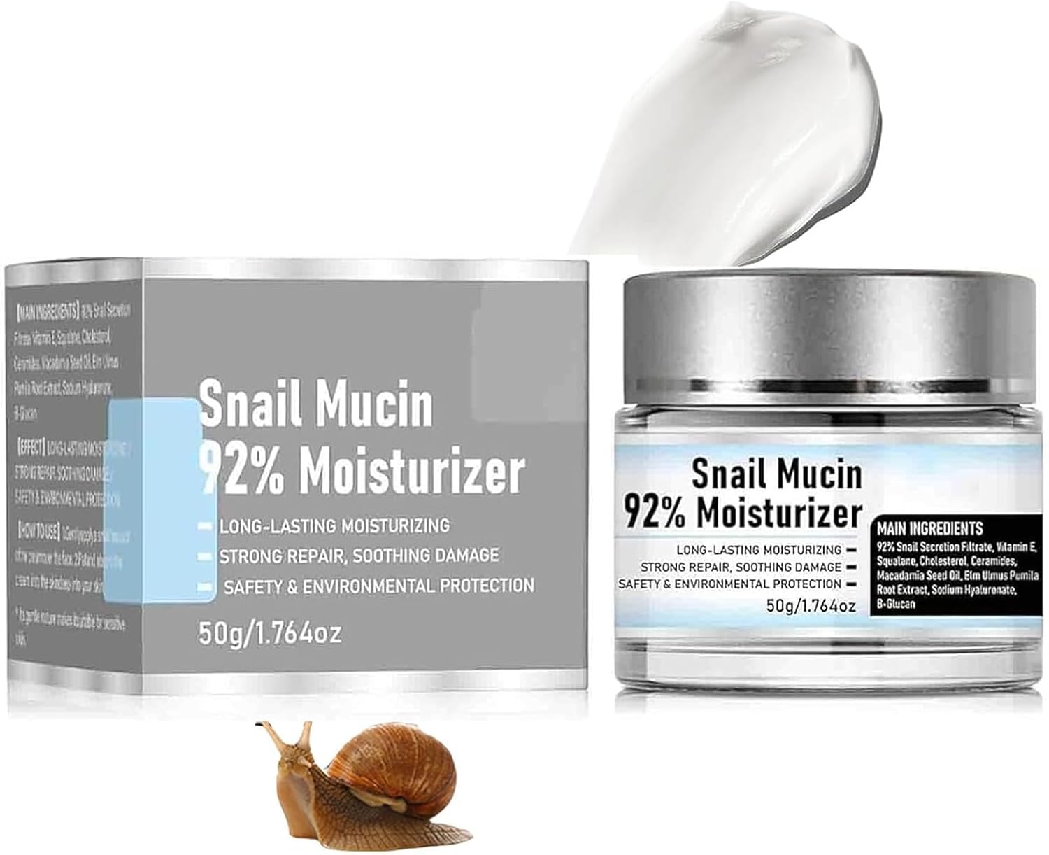 Snail Moisturizer Face Cream - Snail Mucin 92% Moisturizer, Reduce Fine Lines Wrinkles,Long-Lasting Moisturizing, Repair Face Gel Cream For Dry, Mucin Essence Toner, for Anti-Aging, Skin Tightening 1 Snail Moisturizer Face Cream - Snail Mucin 92% Moisturizer, Reduce Fine Lines Wrinkles,Long-Lasting Moisturizing, Repair Face Gel Cream For Dry, Mucin Essence Toner, for Anti-Aging, Skin Tightening