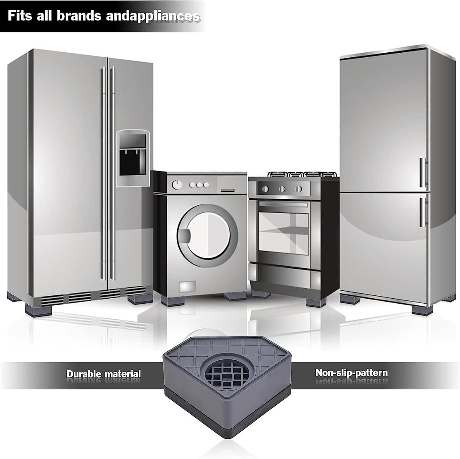 Aputue Washing Machine Anti Vibration Pads, 4 Pack Non Slip Anti-Walking Anti Vibration Pads with Drainage Hole for Toilet Washing Machine, Noise Reduction Washing Machine Anti Vibration Mat,Protects 8 Aputue Washing Machine Anti Vibration Pads, 4 Pack Non Slip Anti-Walking Anti Vibration Pads with Drainage Hole for Toilet Washing Machine, Noise Reduction Washing Machine Anti Vibration Mat,Protects - الصورة 8