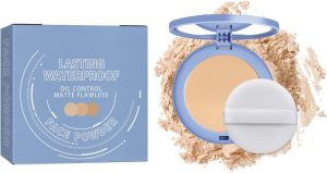 Xiquzal Pressed Powder, Matte Oil Control Makeup Powder, Poreless Setting Powder, Oil Control Face Pressed Powder, Natural Matte Setting Powder, Waterproof Powder, Creates Soft Focus Effect