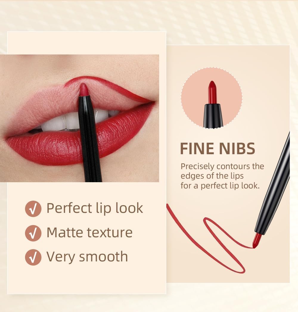 Matte Lip Liner Set, 12 Colors Premium Waterproof Smooth Nude Lip, Pencils Matte Velvet Lipstick Pen Long Lasting for Waterproof Lip Crayon with Gift Box 4 Matte Lip Liner Set, 12 Colors Premium Waterproof Smooth Nude Lip, Pencils Matte Velvet Lipstick Pen Long Lasting for Waterproof Lip Crayon with Gift Box - الصورة 4