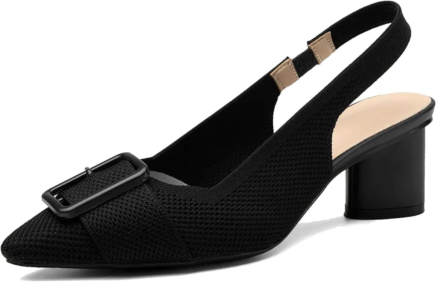 NEWBELLA Women's Pointed Toe Heeled Mules - Minimalist Backstrap Pumps for Work, Office & Dressy Occasions