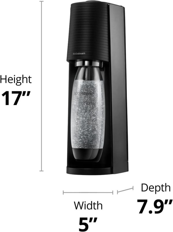 ⁦SodaStream - Terra Sparkling Water Maker | VALUE BUNDLE | CQC CO2 system | Includes 2x CO2 Cylinders, 3x 32 Fl Oz Dishwasher Safe Bottles, 2x Bubly Flavor Drops | Combine with Pepsi Flavors | Black⁩ - الصورة ⁦11⁩