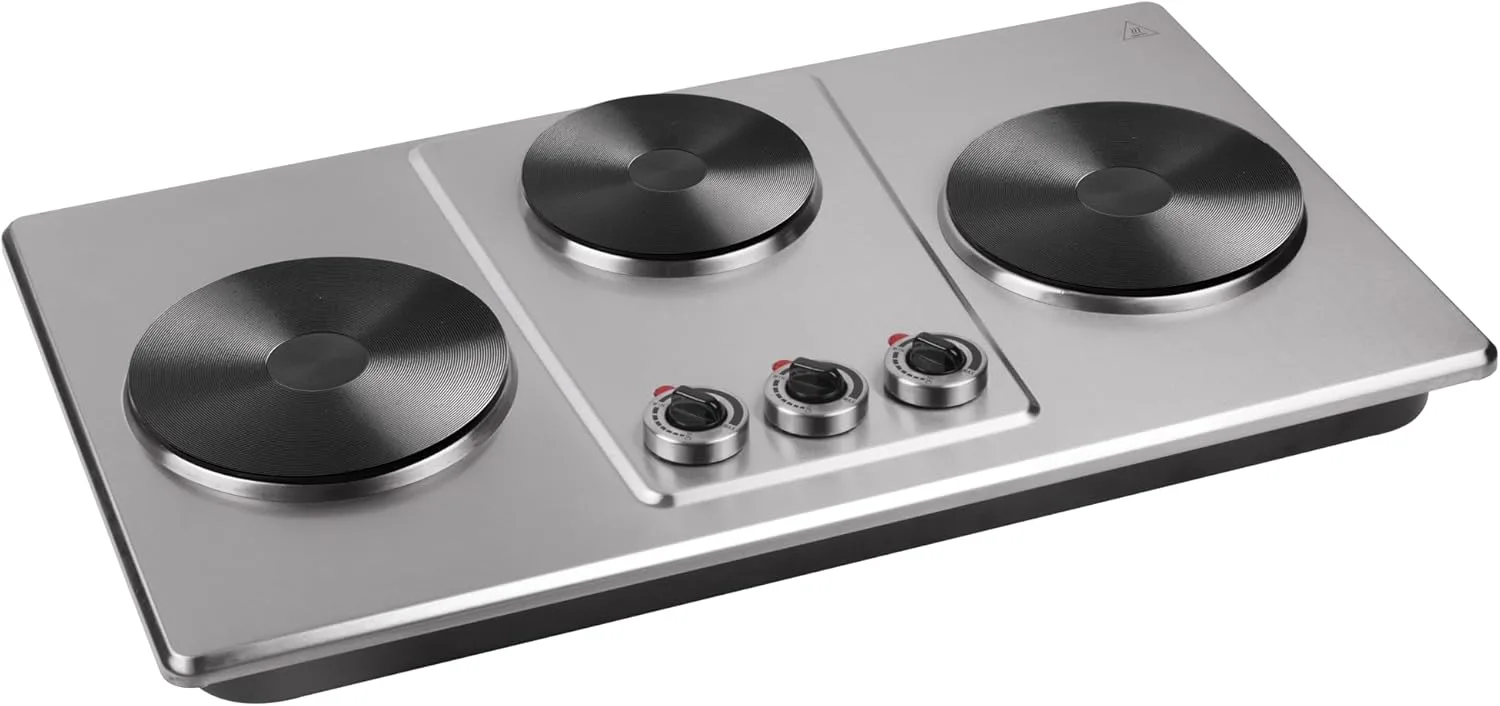 Koolen Electric Cooker, 2800W, 3 Burners, Silver
