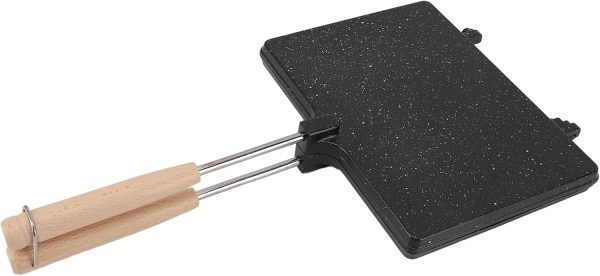 ⁦gernie Sandwich Maker Grill, Aluminum Alloy Non Stick Sandwich Toaster with Removable Wooden Handle Double Sided Sandwich Hand Toaster for Cooking Breakfast, Grilled Cheese⁩ - الصورة ⁦8⁩