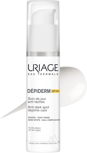 Uriage Depiderm Anti-Dark Spot Face Cream With Vitamin C, AHA, Niacinamide & SPF50+ Reduces Melasma & Boosts Radiance | Day Cream for Bright Skin | Reduces Dark Spots | Dermat Recommended | 30 ml