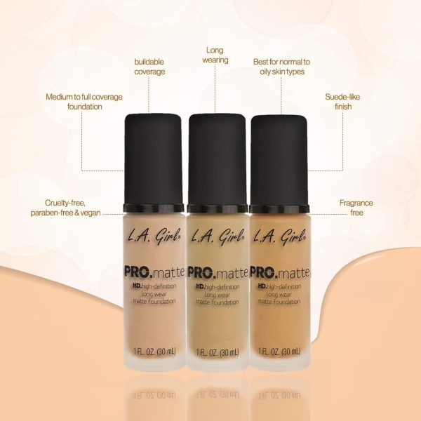 ⁦L.A.Girl Pro Mattte Hight Definition Long Wear Matte Foundation 30ml, Ivory, GLM671⁩ - الصورة ⁦3⁩