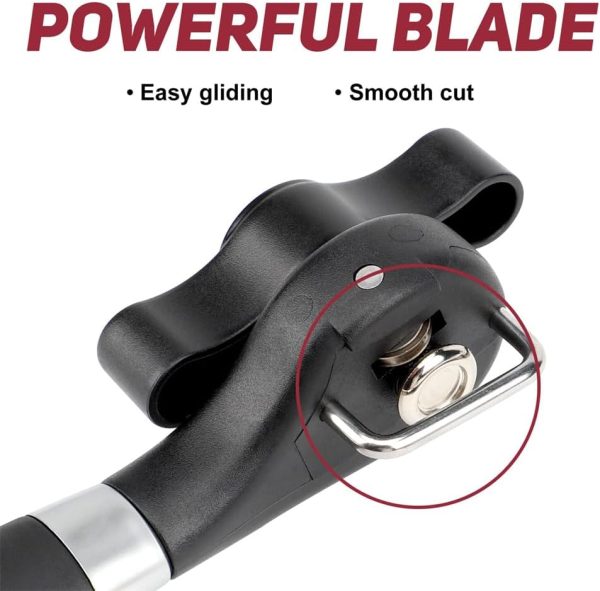 ⁦SYOSI Ergonomic Manual Can Opener - Safe Cut Design, Smooth Edges, Stainless Steel, Larger Knob for Easy Use, Ideal for Fruit Cans & Kitchen Utensils⁩ - الصورة ⁦4⁩