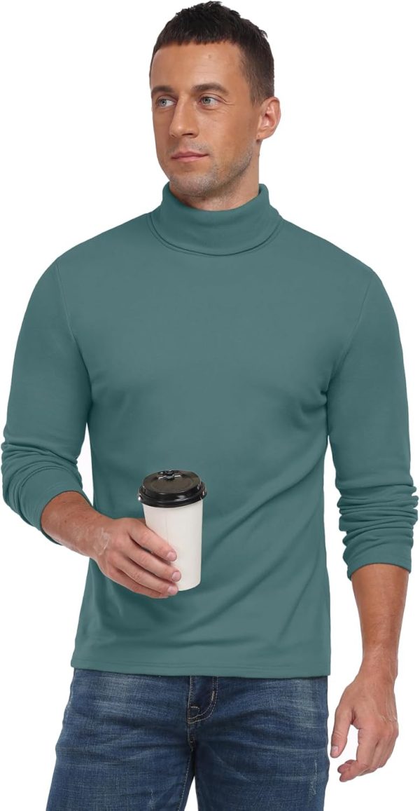 ⁦Askdeer Men's Turtleneck Long Sleeve Shirts Thermal Underwear Tops Basic Pullover Sweater Tees, A01 Green, XL⁩ - الصورة ⁦6⁩