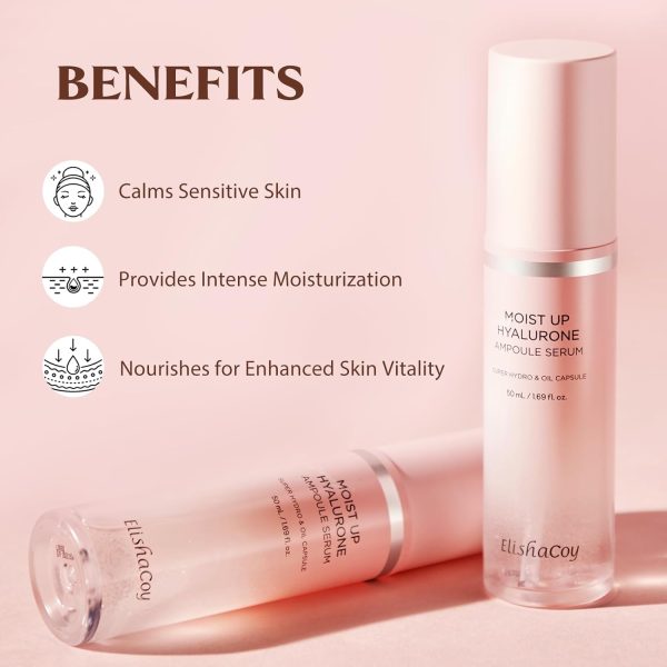 ⁦Elishacoy EC Moist up Super Hyalurone Ampoule Serum 1.69 fl.oz. (50ml) - Fresh Hydrating with Moiusture Collagen Oil Capsule, 70% Fermented Lotus Flower Extracts Helps Moisturizing Skin Care⁩ - الصورة ⁦3⁩