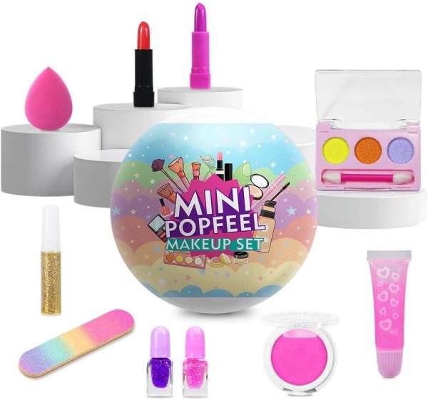⁦Kids Safe Washable Make up Set for Girls, Includes Lipstick, Eyeshadow, Blush, Nail Polish, Glitter and More, Perfect for Party, Dress Up, Pretend Play, Birthday Gift⁩ - الصورة ⁦5⁩