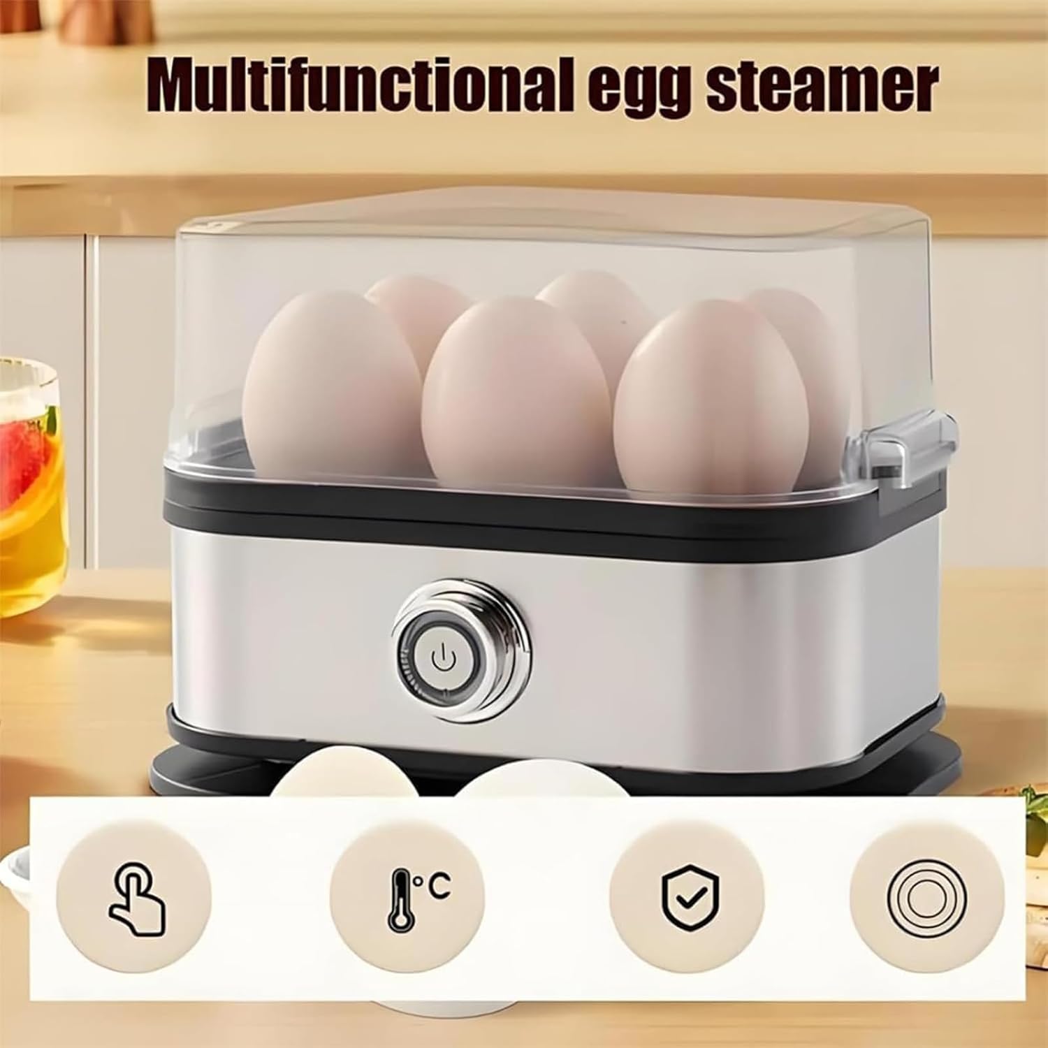 Smart Egg Cooker with Auto Shut-off, Effortless Egg Cooking with The Ultimate Stainless Steel EggCooker, Multi-Function 6-in-1 Electric Rapid Egg Cooker for Poached with Auto Shut Off (1 Pcs) 2 Smart Egg Cooker with Auto Shut-off, Effortless Egg Cooking with The Ultimate Stainless Steel EggCooker, Multi-Function 6-in-1 Electric Rapid Egg Cooker for Poached with Auto Shut Off (1 Pcs) - الصورة 2