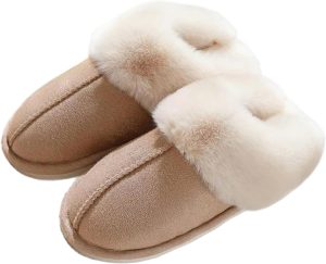 Women's Winter Slippers Plush Fuzzy House Bedroom Slippers, Warm Non-Slip Indoor Outdoor Shoes for Couples
