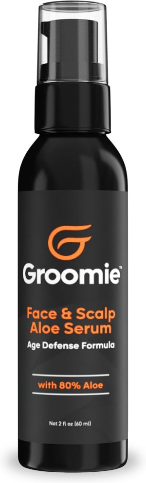 Groomie Face & Scalp Aloe Vera Serum - Hydrating, Soothing, and Moisturizing Skincare Formula, Daily Lightweight and Fast Absorbing, After-Shave Care to Keep Skin Hydrated All Day