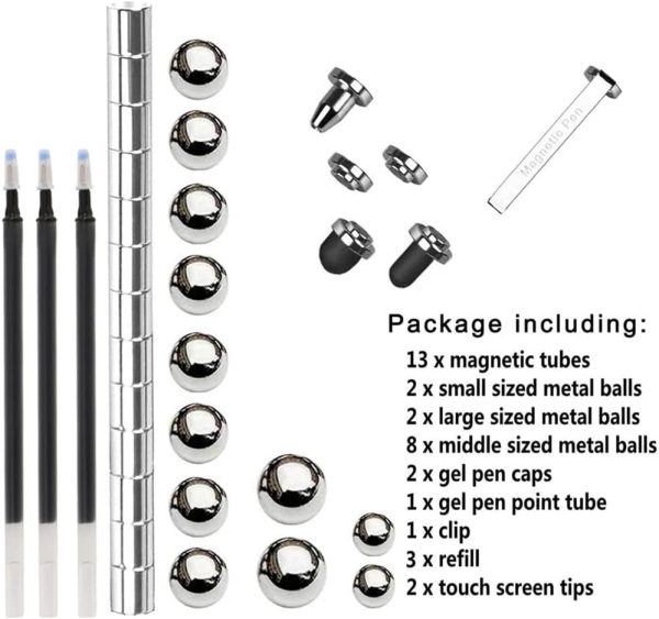 ⁦X spring Fidget Pen - Magnetic Pen with 13 Rings, Magnet Pen for Creative Writing, Intellectual Learning & Stress Reduction, Ideal Magnetic Fidget Toy & Fidget Magnets Gifts for Family or Friends⁩ - الصورة ⁦7⁩