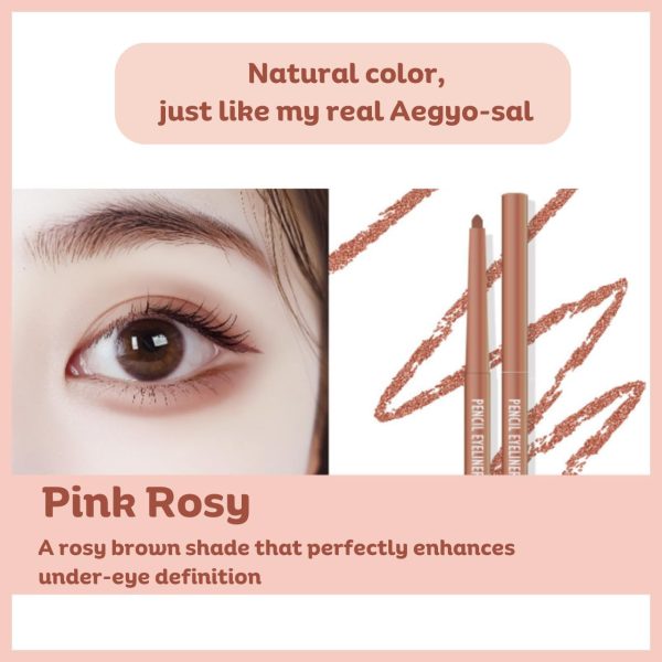 ⁦[thebom] AegyoSal Eyeliner Under-Eye Enhancing Pencil Highlighter Eye Makeup (Pink Rosy+Salmon Pink)⁩ - الصورة ⁦3⁩