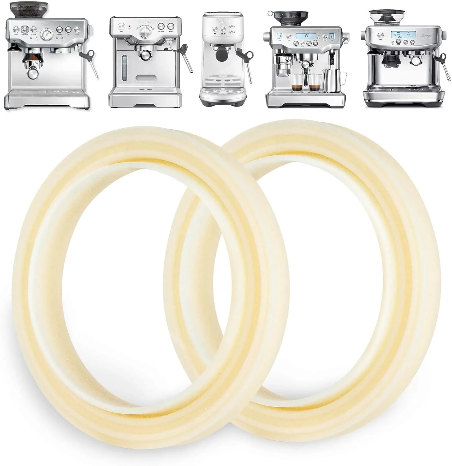 54mm Silicone Steam Ring, 2PCS Grouphead Gasket Replacement Accessories, No BPA Silicone Gasket Seal, for Breville Espresso Machine 878/870/860/840/810/500/450/ Sage 500/870/875/880/810/878