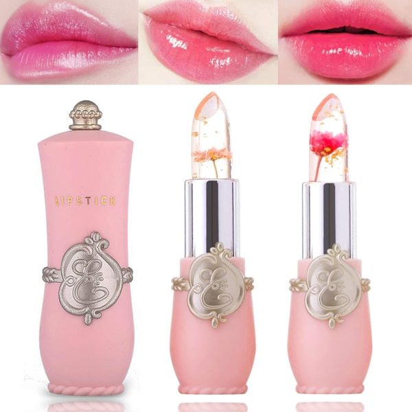 2 Pcs Crystal Flower Jelly Lipstick, Magic Color Changing, PH Clear Temperature Lip Gloss and Balm, Long Lasting Nourishing Moisturizing Lip Stick