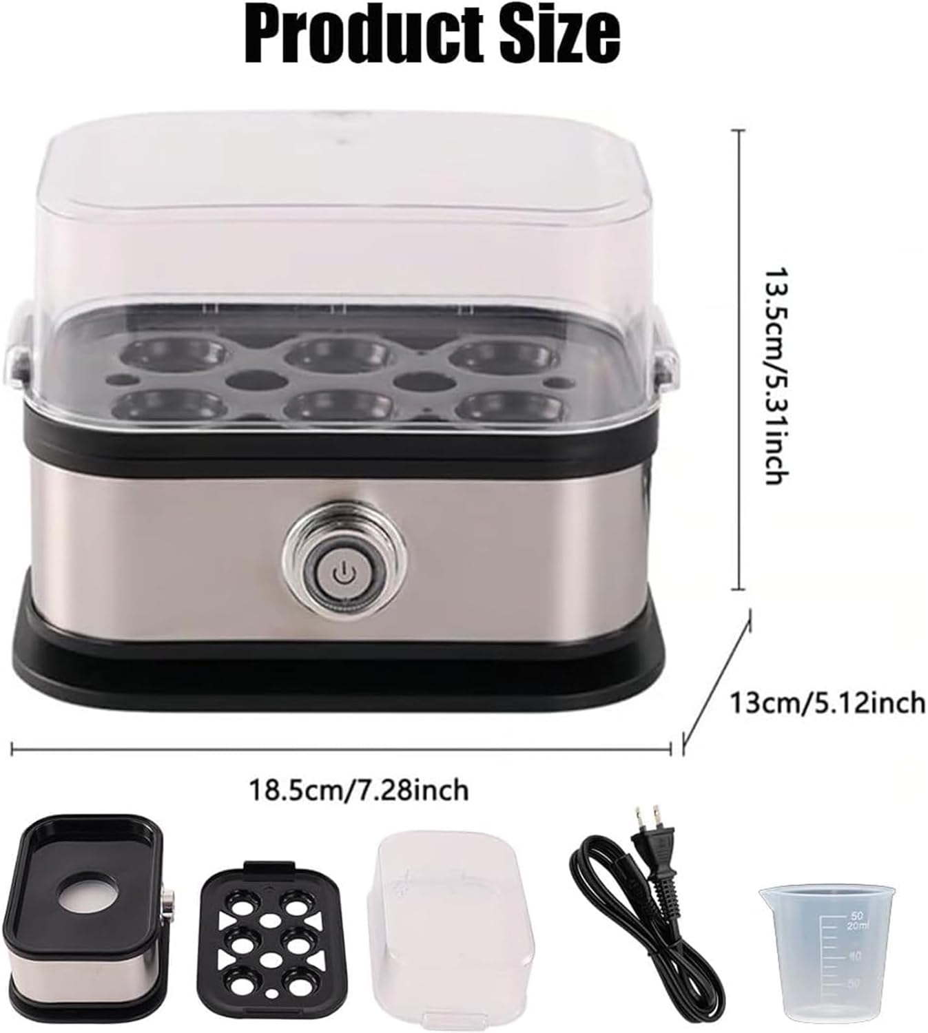 Smart Egg Cooker with Auto Shut-off, Effortless Egg Cooking with The Ultimate Stainless Steel EggCooker, Multi-Function 6-in-1 Electric Rapid Egg Cooker for Poached with Auto Shut Off (1 Pcs) 7 Smart Egg Cooker with Auto Shut-off, Effortless Egg Cooking with The Ultimate Stainless Steel EggCooker, Multi-Function 6-in-1 Electric Rapid Egg Cooker for Poached with Auto Shut Off (1 Pcs) - الصورة 7