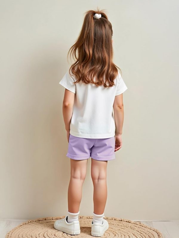 ⁦Xulinova Girls Butterfly Print T-Shirt & Shorts Set 4–8Y, ملابس اطفال بنات صيفية, ملابس, طقم العيد للبنات⁩ - الصورة ⁦3⁩
