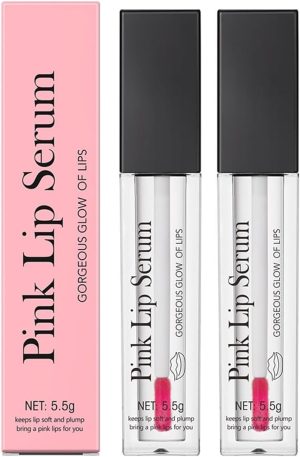 Pink Lip Serum Plumper - Colour-Changing Lip Gloss for Plump Lips, Hydrating Lip Colour for Women with Beautiful Shine