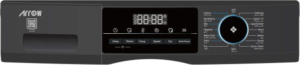 ⁦Arrow Front Load Washing Machine, 12kg | Dryer 8kg Capacity with Steam | 15 programs |140 Degree Door Open Angle | Display LED Screen |RO-12FWDHS⁩ - الصورة ⁦6⁩
