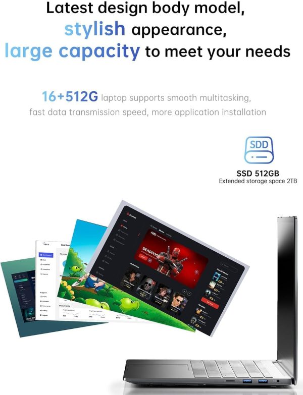 ⁦ACEMAGIC 2025 Laptop, Laptop Computer with Intel Twin Lake N150 Processor(Up to 3.6GHz), 16GB DDR4 512GB SSD Windows 11 Laptop, 15.6" IPS 1080P, USB3.2, Long Battery Life⁩ - الصورة ⁦3⁩