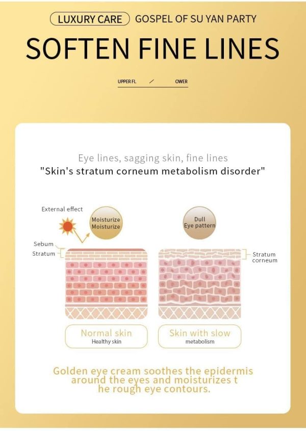 ⁦XC XICN SADOER Golden Moisturizing & Tender Anti-Wrinkle Eye Cream 60g / Improve Dark Circles and Eye Edema & Deeply Moisturize & Smooth and Tender Skin & Remove Eye Lines⁩ - الصورة ⁦4⁩