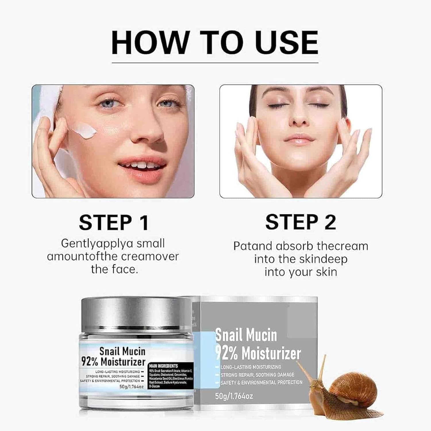 Snail Moisturizer Face Cream - Snail Mucin 92% Moisturizer, Reduce Fine Lines Wrinkles,Long-Lasting Moisturizing, Repair Face Gel Cream For Dry, Mucin Essence Toner, for Anti-Aging, Skin Tightening 9 Snail Moisturizer Face Cream - Snail Mucin 92% Moisturizer, Reduce Fine Lines Wrinkles,Long-Lasting Moisturizing, Repair Face Gel Cream For Dry, Mucin Essence Toner, for Anti-Aging, Skin Tightening - الصورة 9