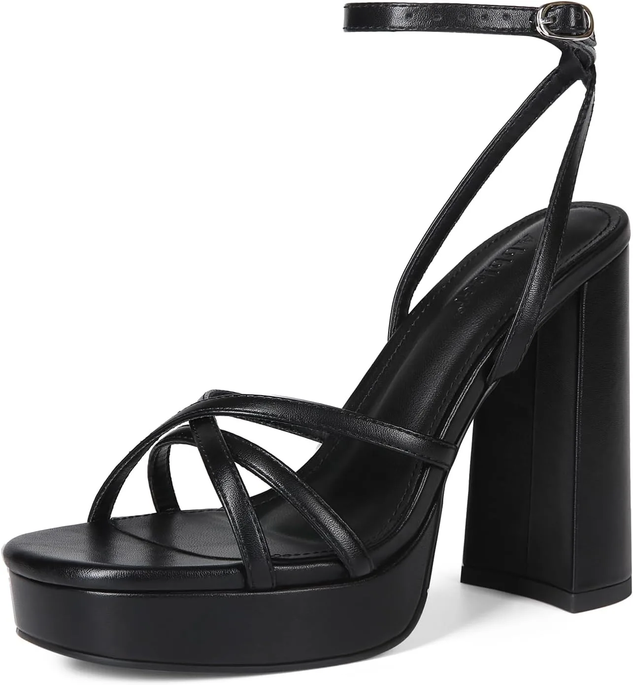 Abbleet Platform Heels for Women Strappy Block Chunky High Heels Open Toe Ankle Strap Sandals Fashion Lace Up Wedding Party Evening Prom Dance Dress Shoes