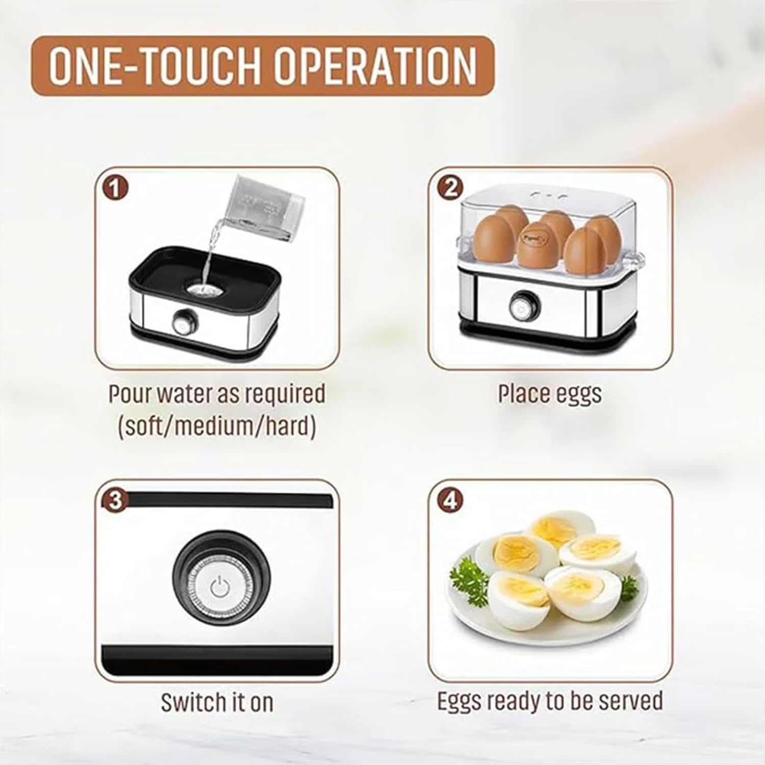 Smart Egg Cooker with Auto Shut-off, Effortless Egg Cooking with The Ultimate Stainless Steel EggCooker, Multi-Function 6-in-1 Electric Rapid Egg Cooker for Poached with Auto Shut Off (1 Pcs) 4 Smart Egg Cooker with Auto Shut-off, Effortless Egg Cooking with The Ultimate Stainless Steel EggCooker, Multi-Function 6-in-1 Electric Rapid Egg Cooker for Poached with Auto Shut Off (1 Pcs) - الصورة 4