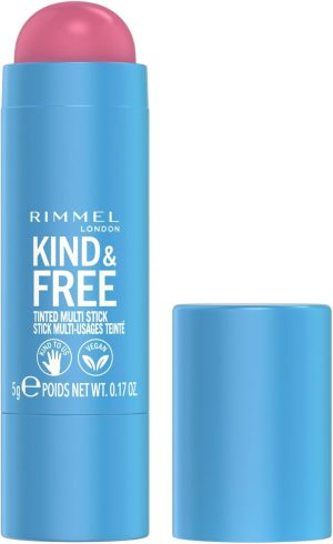Rimmel London Kind & Free, 003 Pink Heat, Multi-Stick, For Cheeks and Lips, Hydrating, Buildable Colour, Vegan Formula, Clean Formula, 5g (0.18oz)