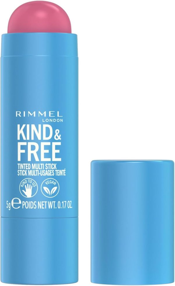 Rimmel London Kind & Free, 003 Pink Heat, Multi-Stick, For Cheeks and Lips, Hydrating, Buildable Colour, Vegan Formula, Clean Formula, 5g (0.18oz)