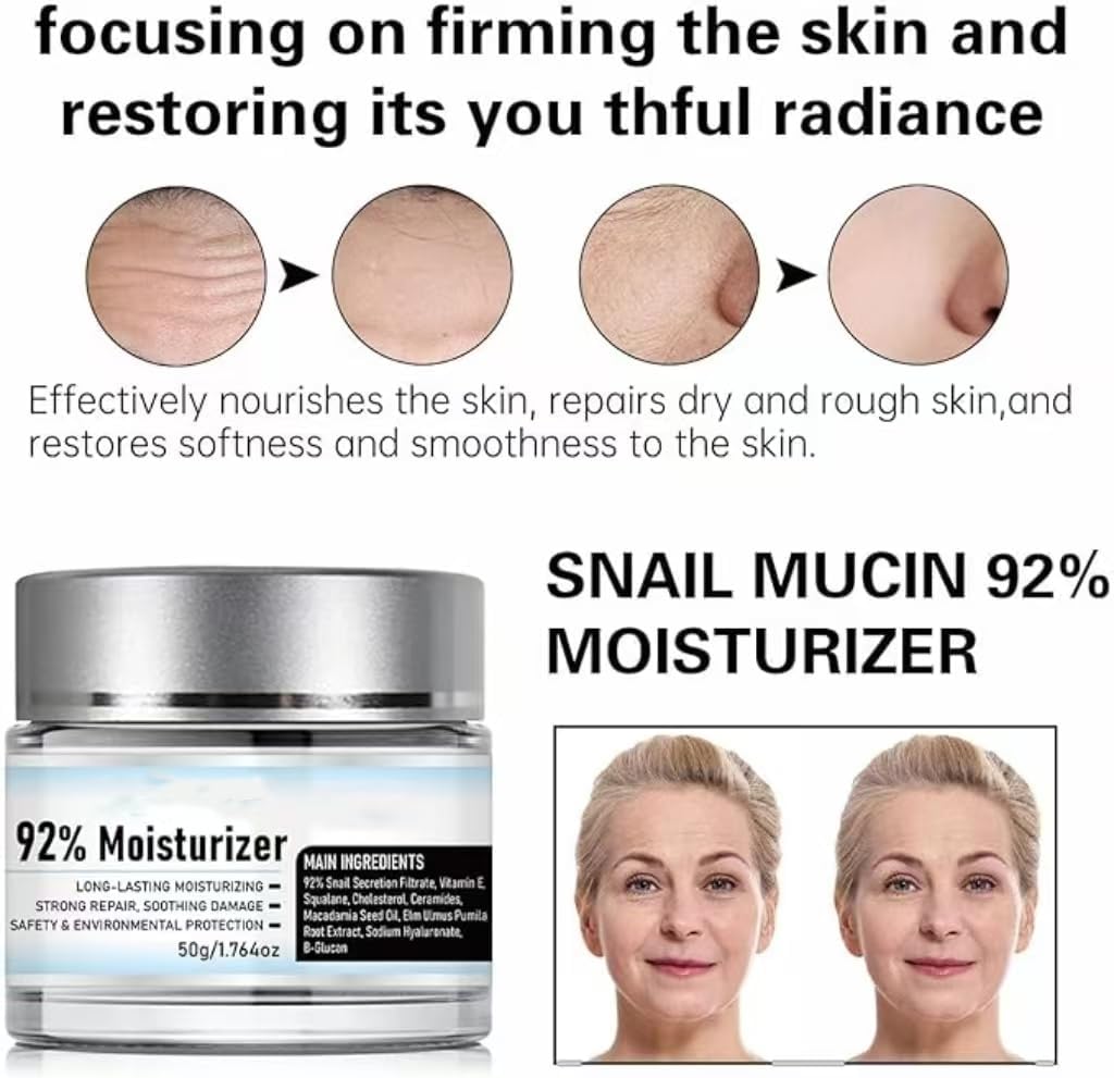 Snail Moisturizer Face Cream - Snail Mucin 92% Moisturizer, Reduce Fine Lines Wrinkles,Long-Lasting Moisturizing, Repair Face Gel Cream For Dry, Mucin Essence Toner, for Anti-Aging, Skin Tightening 6 Snail Moisturizer Face Cream - Snail Mucin 92% Moisturizer, Reduce Fine Lines Wrinkles,Long-Lasting Moisturizing, Repair Face Gel Cream For Dry, Mucin Essence Toner, for Anti-Aging, Skin Tightening - الصورة 6
