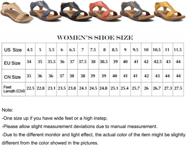 ⁦HFAOHO Skin Adjustable Orthotic Sandals Women's Orthopedic Sandals with Arch Support Comfort Casual Flat Bottom Walking Beach Sandals (Beige,40)⁩ - الصورة ⁦6⁩