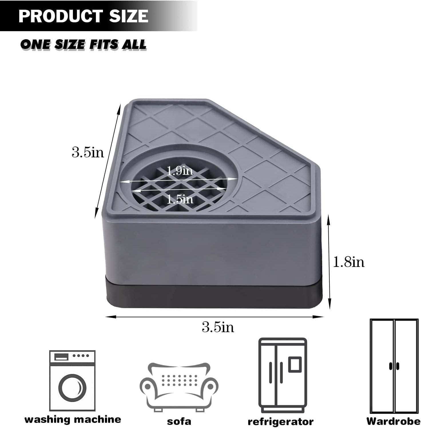 Aputue Washing Machine Anti Vibration Pads, 4 Pack Non Slip Anti-Walking Anti Vibration Pads with Drainage Hole for Toilet Washing Machine, Noise Reduction Washing Machine Anti Vibration Mat,Protects 9 Aputue Washing Machine Anti Vibration Pads, 4 Pack Non Slip Anti-Walking Anti Vibration Pads with Drainage Hole for Toilet Washing Machine, Noise Reduction Washing Machine Anti Vibration Mat,Protects - الصورة 9