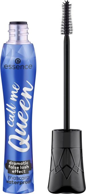 essence call me Queen dramatic false lash effect mascara waterproof, black, long-lasting, volumising, vegan, waterproof, no microplastic particles, nanoparticles free, 11.5 ml