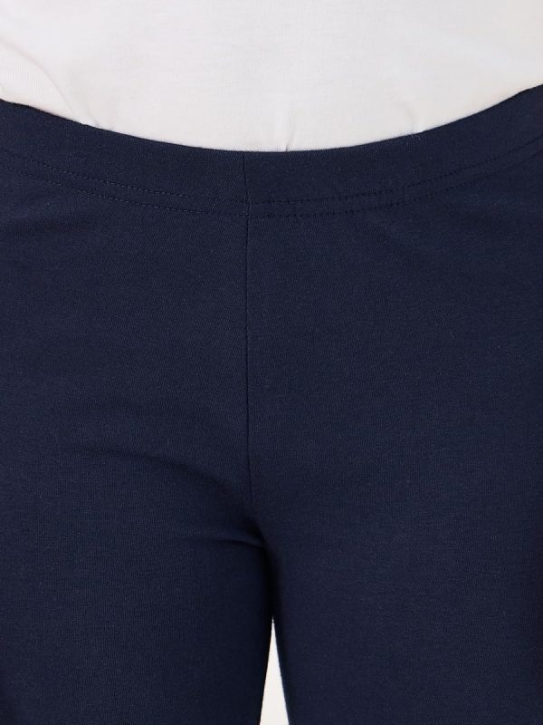 ⁦Styli Girls Solid Elastic Waistband Cotton Leggings⁩ - الصورة ⁦4⁩