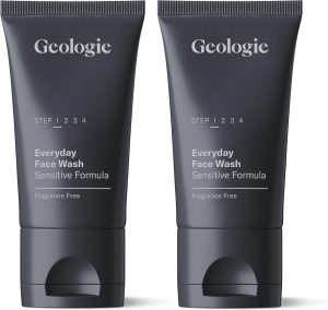 Geologie Daily Face Wash for Sensitive Skin | Fragrance-Free Facial Cleanser for Men & Women | Acne & Oil Control | Non-irritating, Gentle Cleansing & Soothing Face Wash | 2-Pack