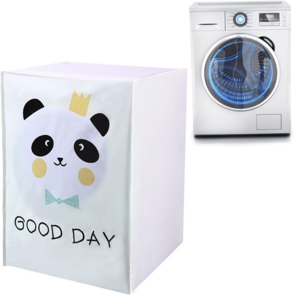 ⁦Washing Machine Covers, Waterproof Dustproof Sunproof Laundry Washer Dryer Protect Cover for Front Load Washer, Zipper Design Panda Pattern Protect Bag⁩ - الصورة ⁦4⁩