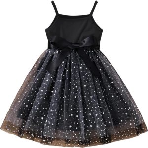 TAGAS baby-girls KD-121 Tagas Girls Mesh Material Star Work Dress for Girls | Frock for Girls | Sleeveless Dress for Girls | Fancy Dress (pack of 1)