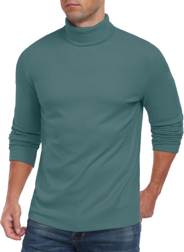 ⁦Askdeer Men's Turtleneck Long Sleeve Shirts Thermal Underwear Tops Basic Pullover Sweater Tees, A01 Green, XL⁩ - الصورة ⁦5⁩