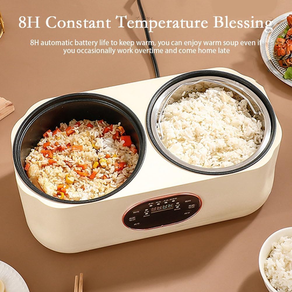 DENX Dual Pot Electric Rice Cooker 1L+1L, Smart Multi Function Kitchen Appliance with Non Stick Double Bowl, Fast Heating, Automatic Keep Warm, Easy Clean, Portable Design for Rice, Soup, Stew, DX3901 1 DENX Dual Pot Electric Rice Cooker 1L+1L, Smart Multi Function Kitchen Appliance with Non Stick Double Bowl, Fast Heating, Automatic Keep Warm, Easy Clean, Portable Design for Rice, Soup, Stew, DX3901